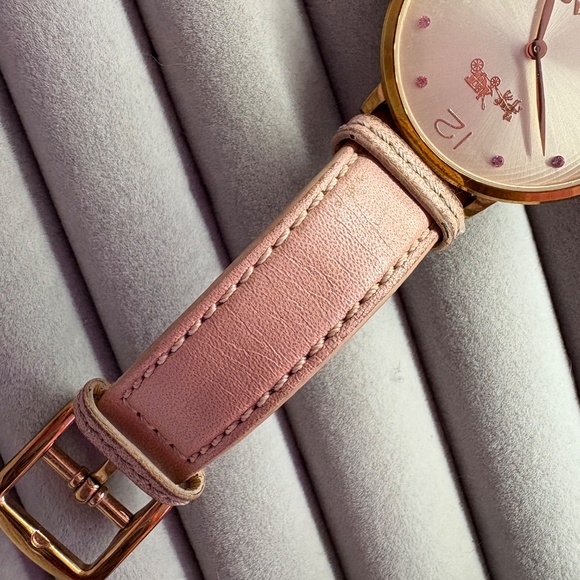 Pink COACH gem watch with leather strap - Picture 5 of 11